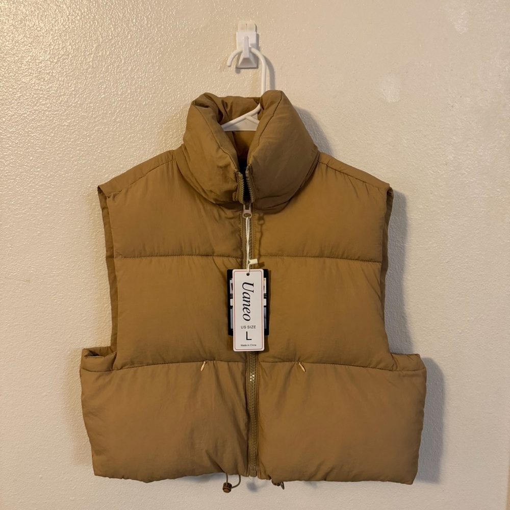 Cropped Puffer Vest Women Zip Up Stand Collar Sleeveless Padded Crop Puffy Vests